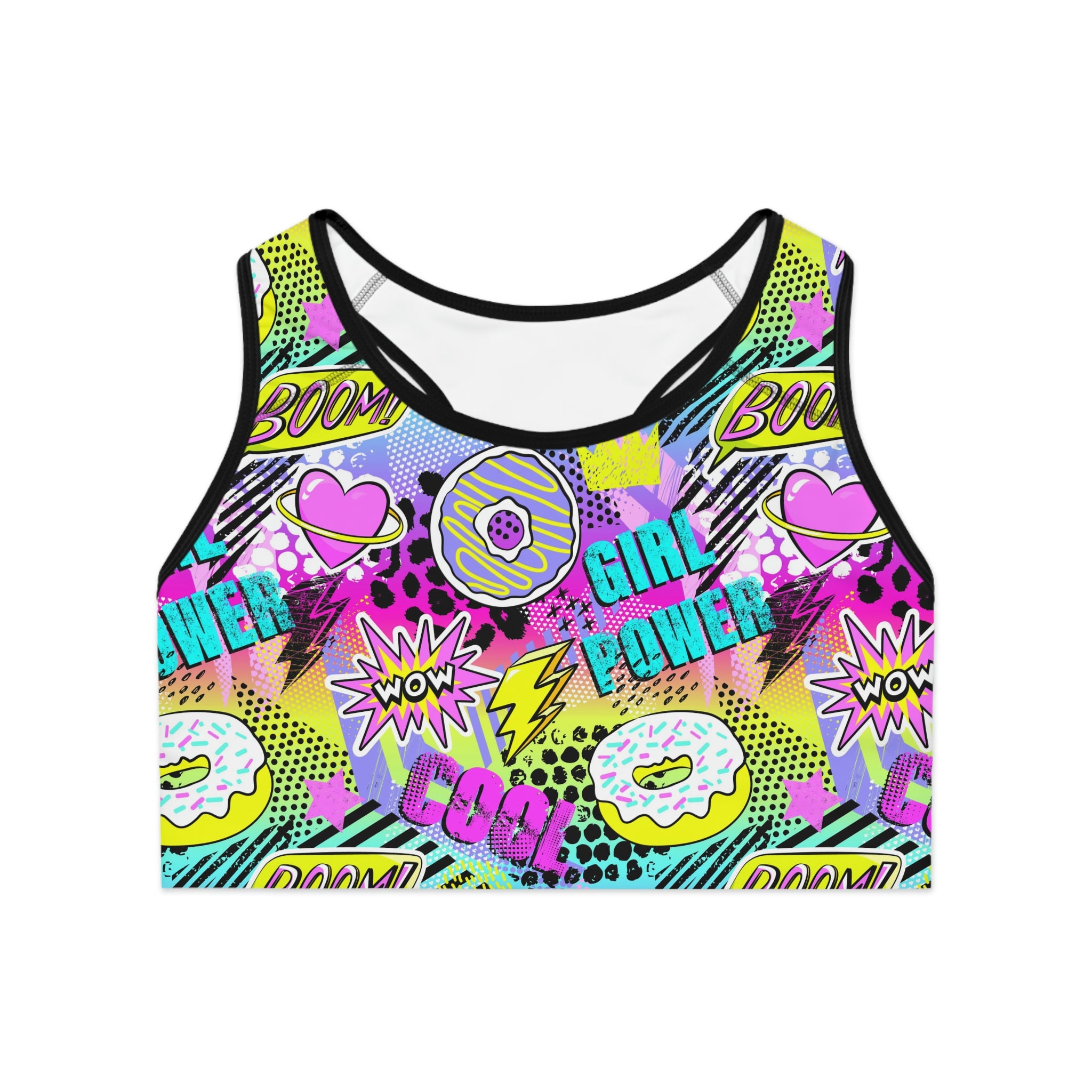 Pop Art Girl Power Sports Bra
